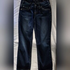 Silver Jeans Co. Suki Capri Super Stretch Mid Rise Dark Wash Euc
